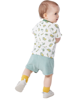 Petit Bateau Baby Cotton Holiday Print T-Shirt, Marshmallow/Orge - view 2, Marshmallow/Orge