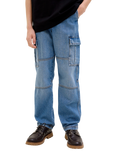 Jack & Jones Kids' Relaxed Cargo Jeans, Blue Denim
