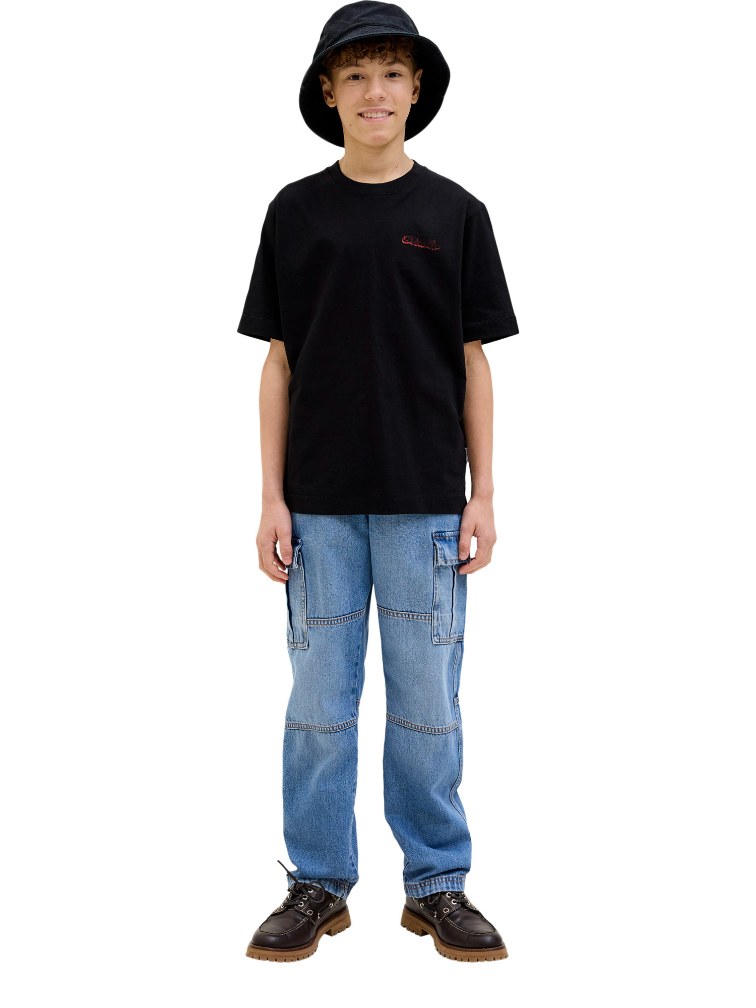 Product image 2 of 6, which shows Jack & Jones Kids' Relaxed Cargo Jeans, Blue Denim, 8 years