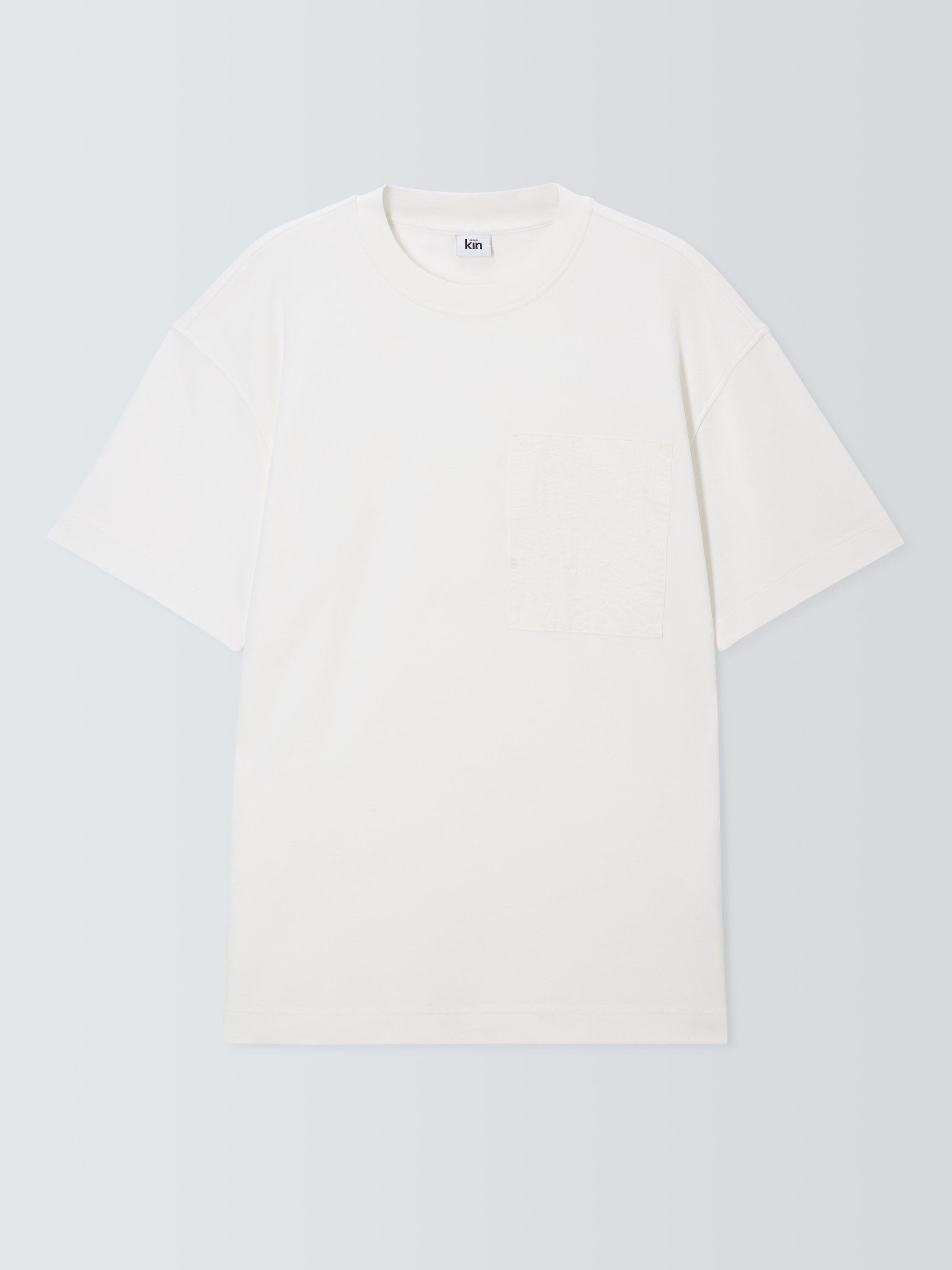 Product image 4 of 6, which shows Kin Nylon Pocket Cotton T-Shirt, White, M