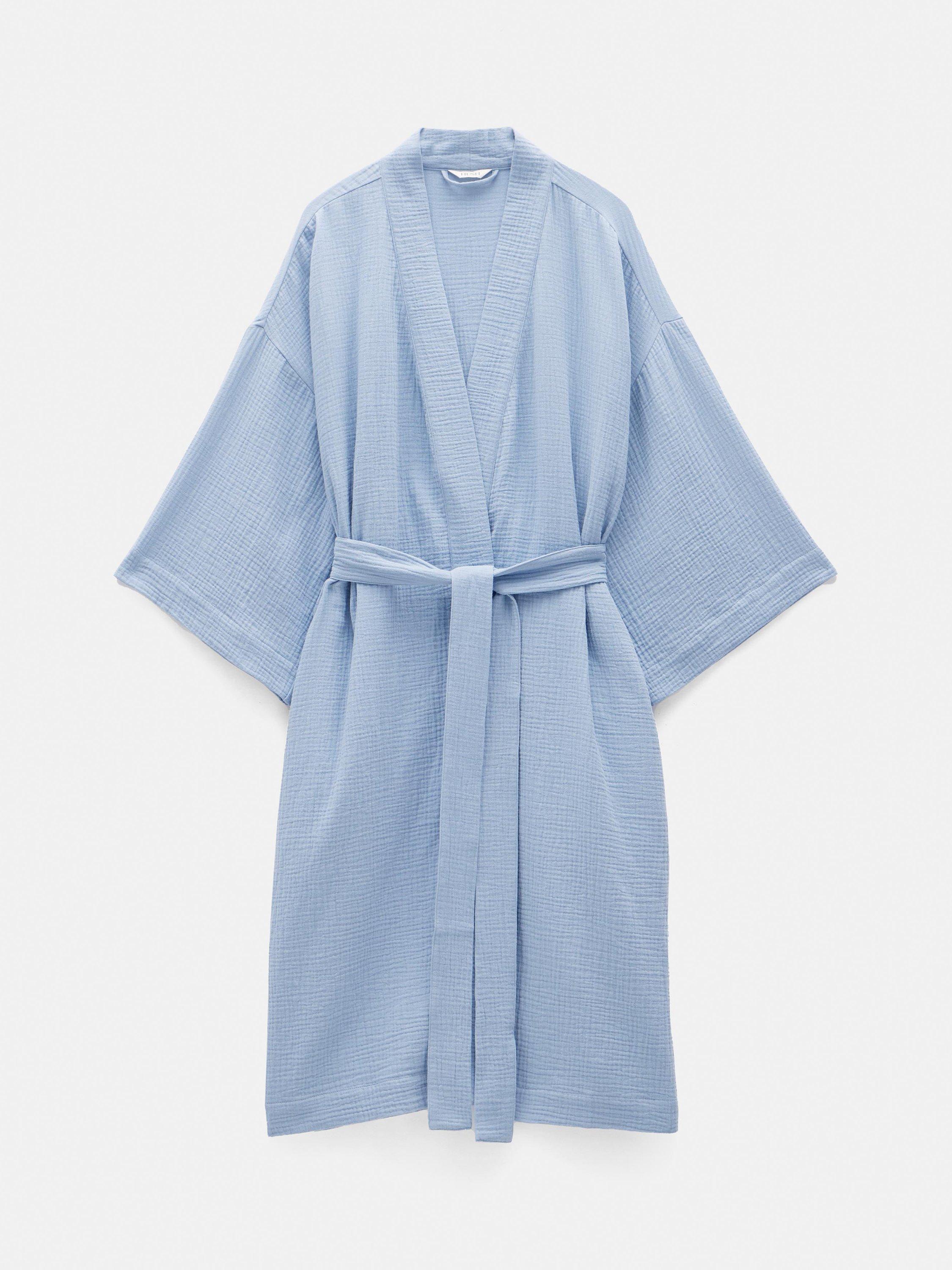 Product image 4 of 6, which shows HUSH Waffle Dressing Gown, Dusty Blue, L-XL