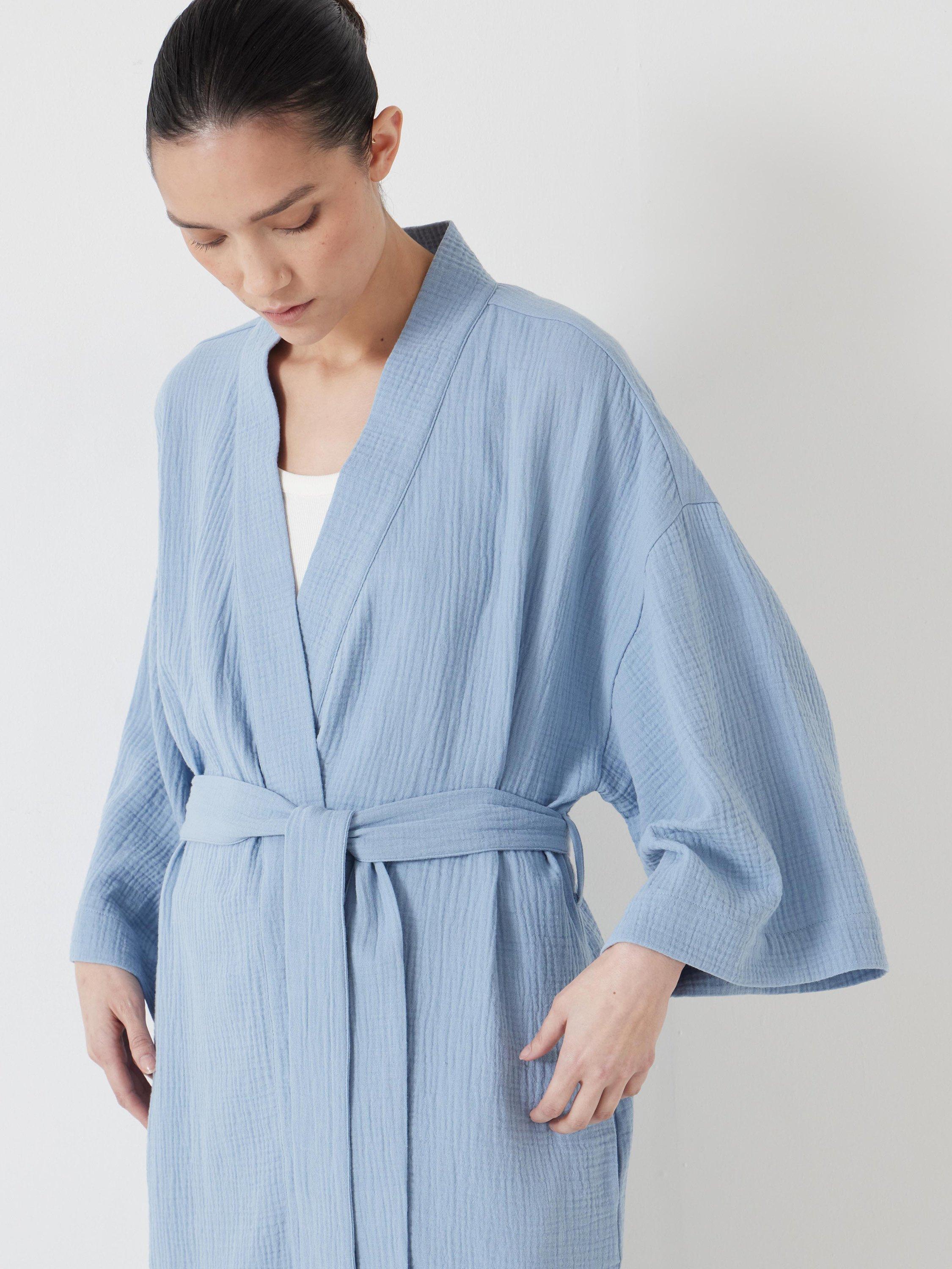 Product image 6 of 6, which shows HUSH Waffle Dressing Gown, Dusty Blue, L-XL