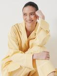 HUSH Contrast Piping Sateen Pyjama Set, Pale Yellow