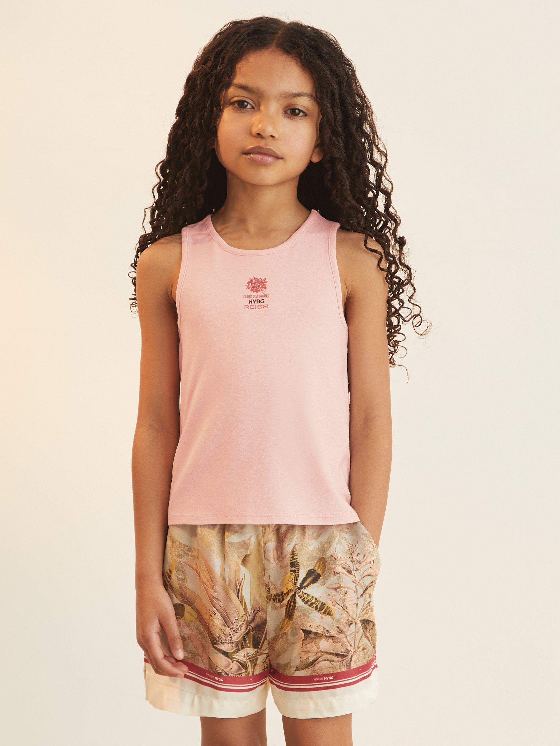 Product image 3 of 5, which shows Reiss New York Botanical Gardens Kids' Sammie Botanical Print Shorts, Khaki, 5-6 years