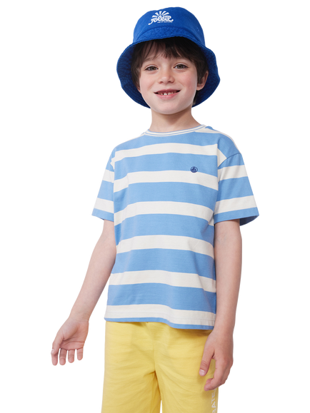 Petit Bateau Kids' Cotton Stripe T-Shirt,  Alaska/Avalanche, Alaska/Avalanche