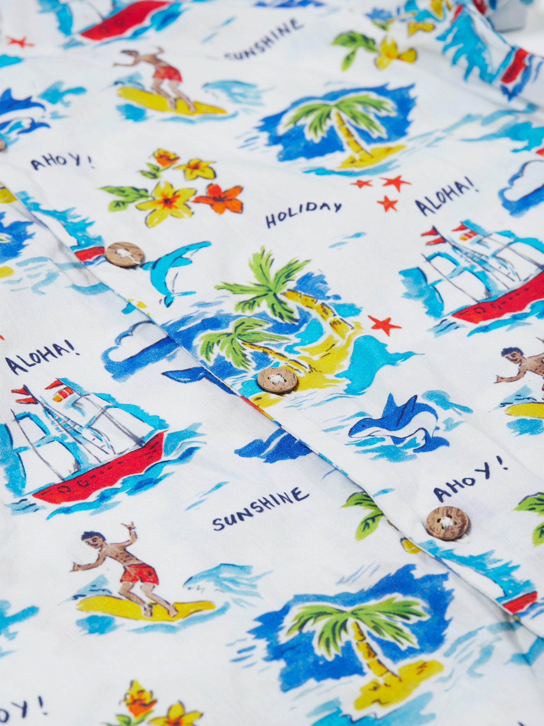 Product image 4 of 5, which shows Frugi Kids' Harvey Hawaiian Shirt, Multi, 2-3 years