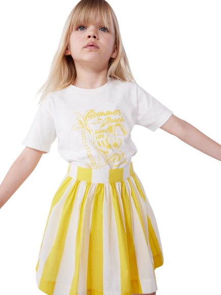 Petit Bateau Kids' Cotton Graphic T-Shirt, Marshmallow/Orge, Marshmallow/Orge