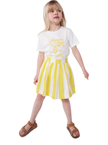 Petit Bateau Kids' Cotton Graphic T-Shirt, Marshmallow/Orge - view 2, Marshmallow/Orge