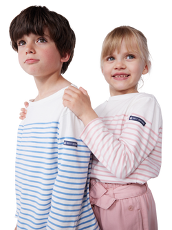 Petit Bateau Kids' Breton Long Sleeve T-Shirt, Marshmallow/Charme, Marshmallow/Charme