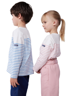 Petit Bateau Kids' Breton Long Sleeve T-Shirt, Marshmallow/Charme - view 2, Marshmallow/Charme