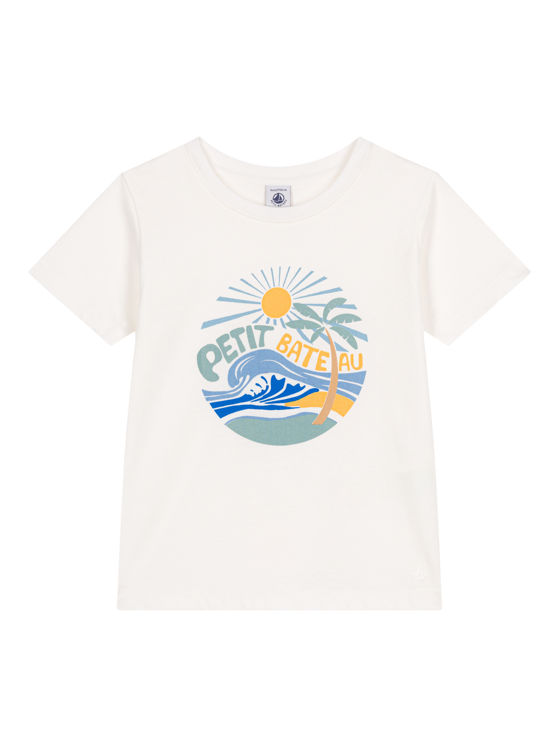 Product image 3 of 5, which shows Petit Bateau Kids' Printed T-Shirt, Marshmallow, 10 years