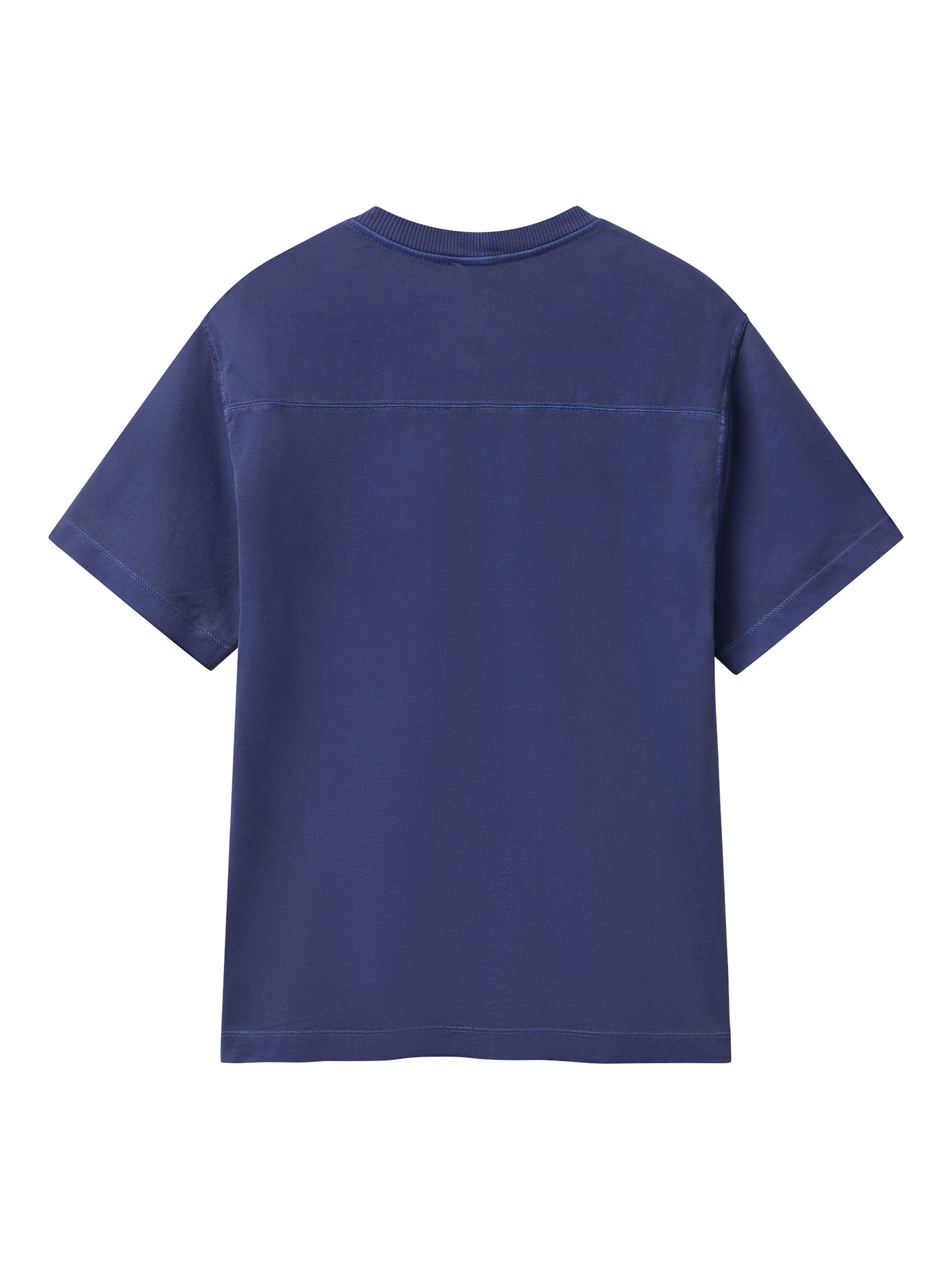 Product image 4 of 4, which shows Benetton Cotton Regular Fit Short Sleeve Garment Dyed T-Shirt, Blue, S