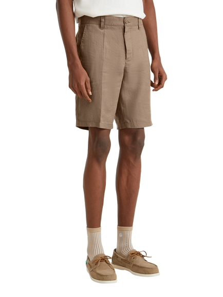 Benetton Linen Bermuda Shorts, Taupe, Taupe
