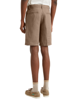 Benetton Linen Bermuda Shorts, Taupe - view 2, Taupe