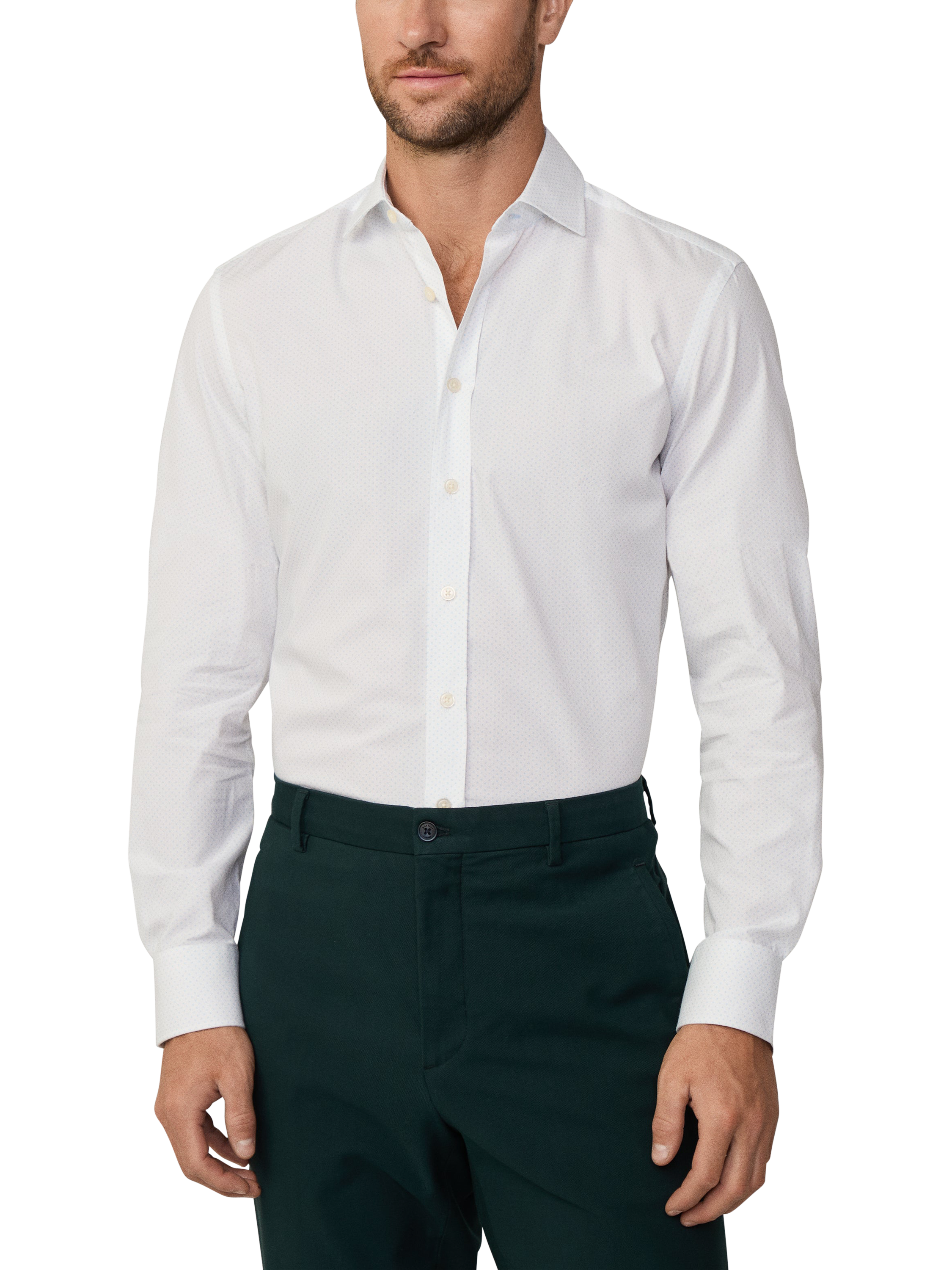 Product image 1 of 7, which shows Hackett London Cotton Tailored Fit Kent Cutaway Collar Shirt, Sky Blue, XXXL
