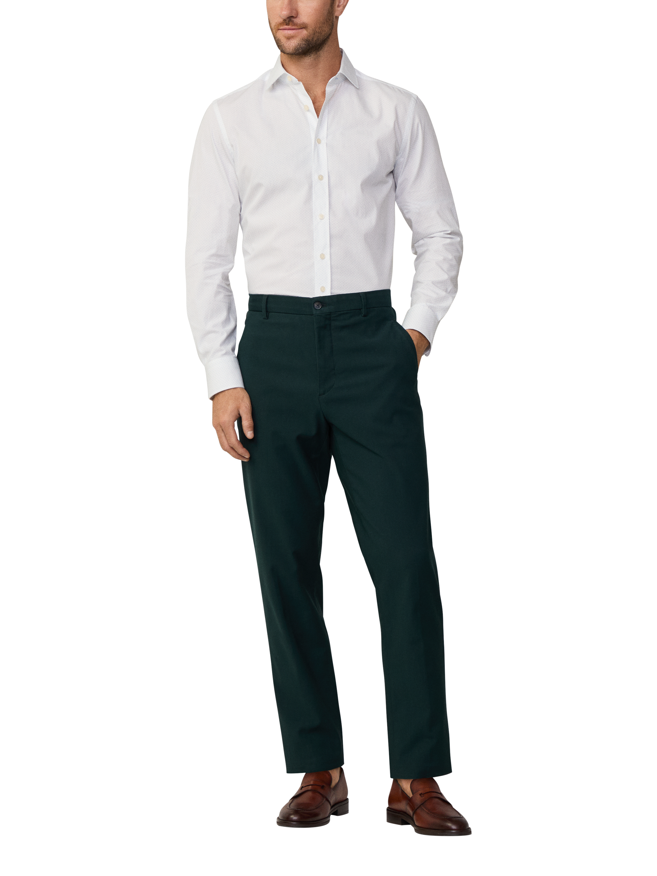 Product image 3 of 7, which shows Hackett London Cotton Tailored Fit Kent Cutaway Collar Shirt, Sky Blue, XXXL