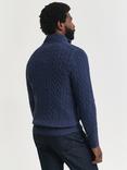 GANT Cotton Cable Knit Half-Zip Jumper, D Jeansblue Melange