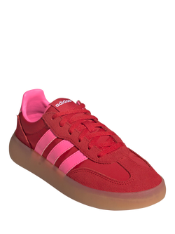 adidas Kids' Barreda Decode Suede Tennis Trainers, Red/Pink - view 2, Red/Pink