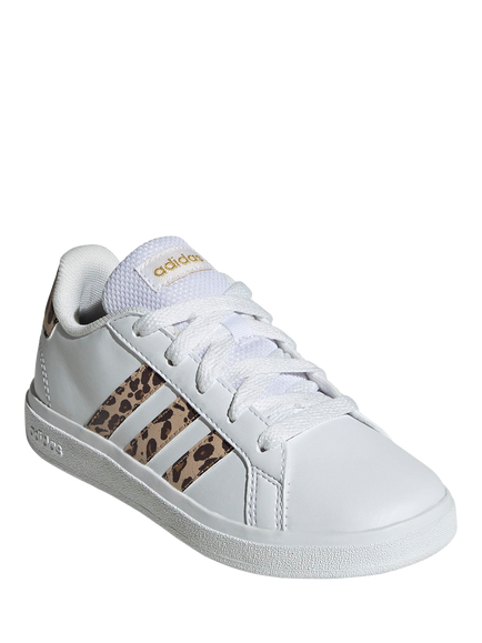 addias Kids' Grand Court 2.0 Lace-Up Shoes, White/Gold - view 2, White/Gold