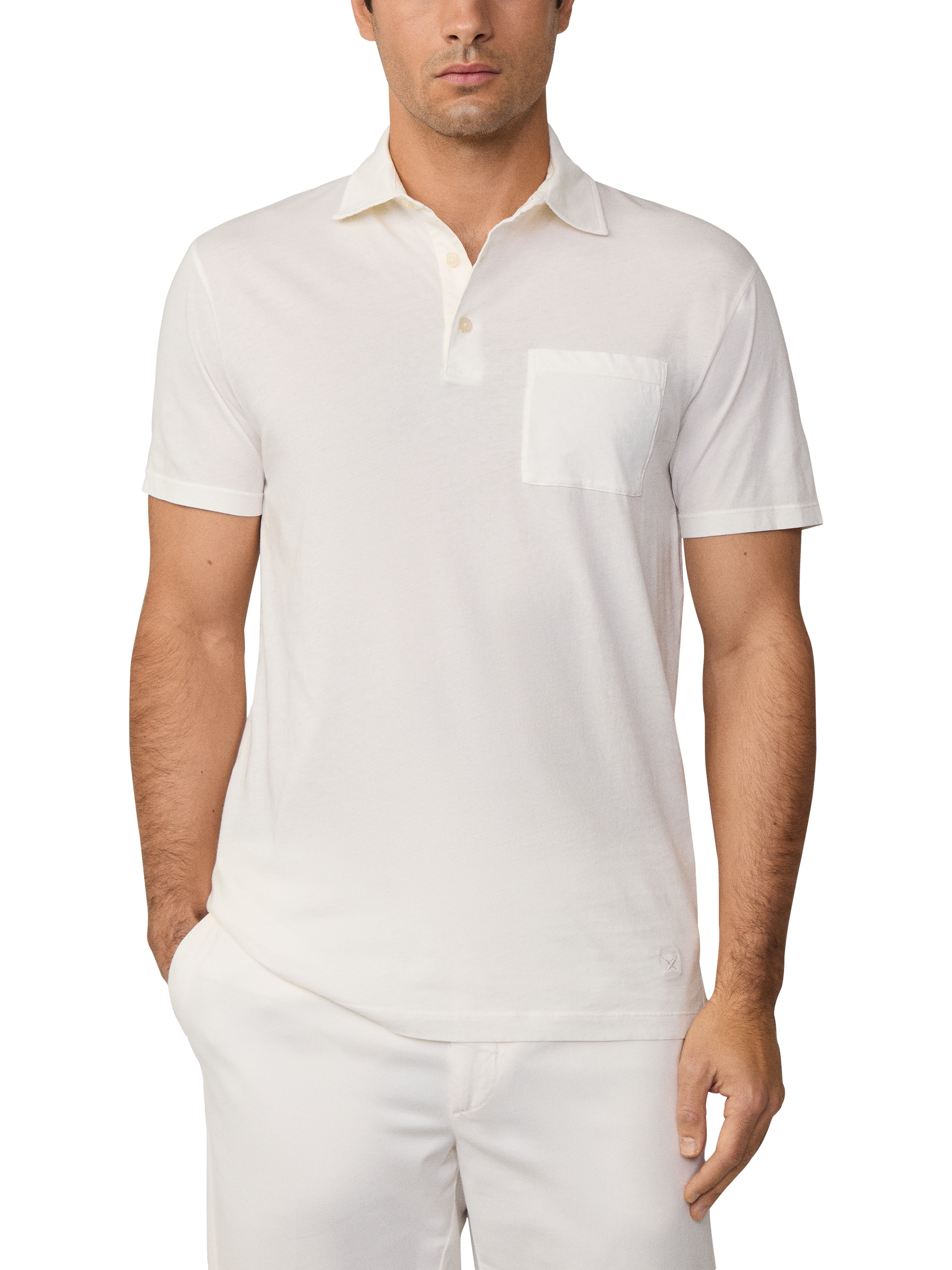 Product image 1 of 6, which shows Hackett London Cotton Classic Fit Short Sleeve Polo Shirt, Off White, XS