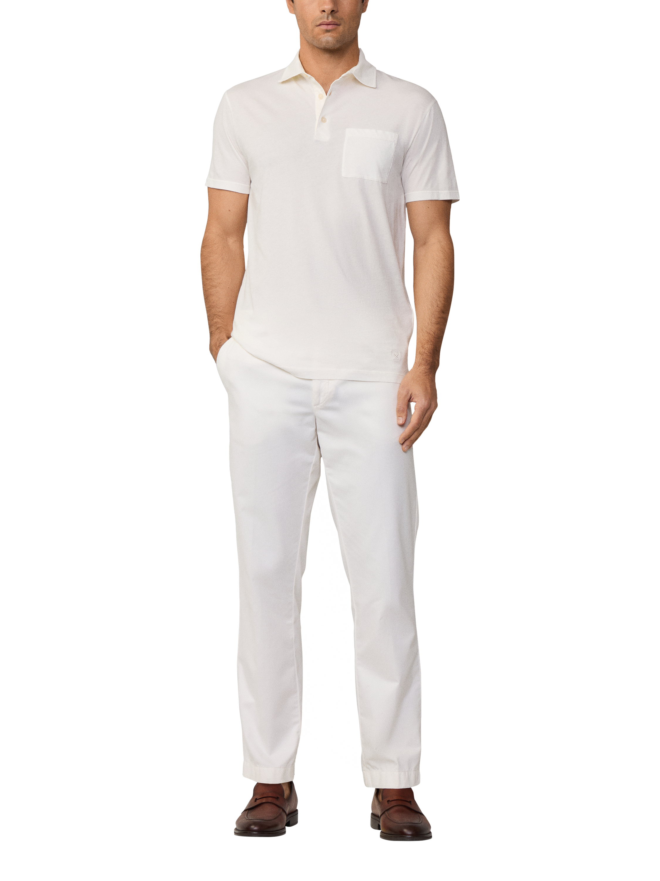 Product image 2 of 6, which shows Hackett London Cotton Classic Fit Short Sleeve Polo Shirt, Off White, XS