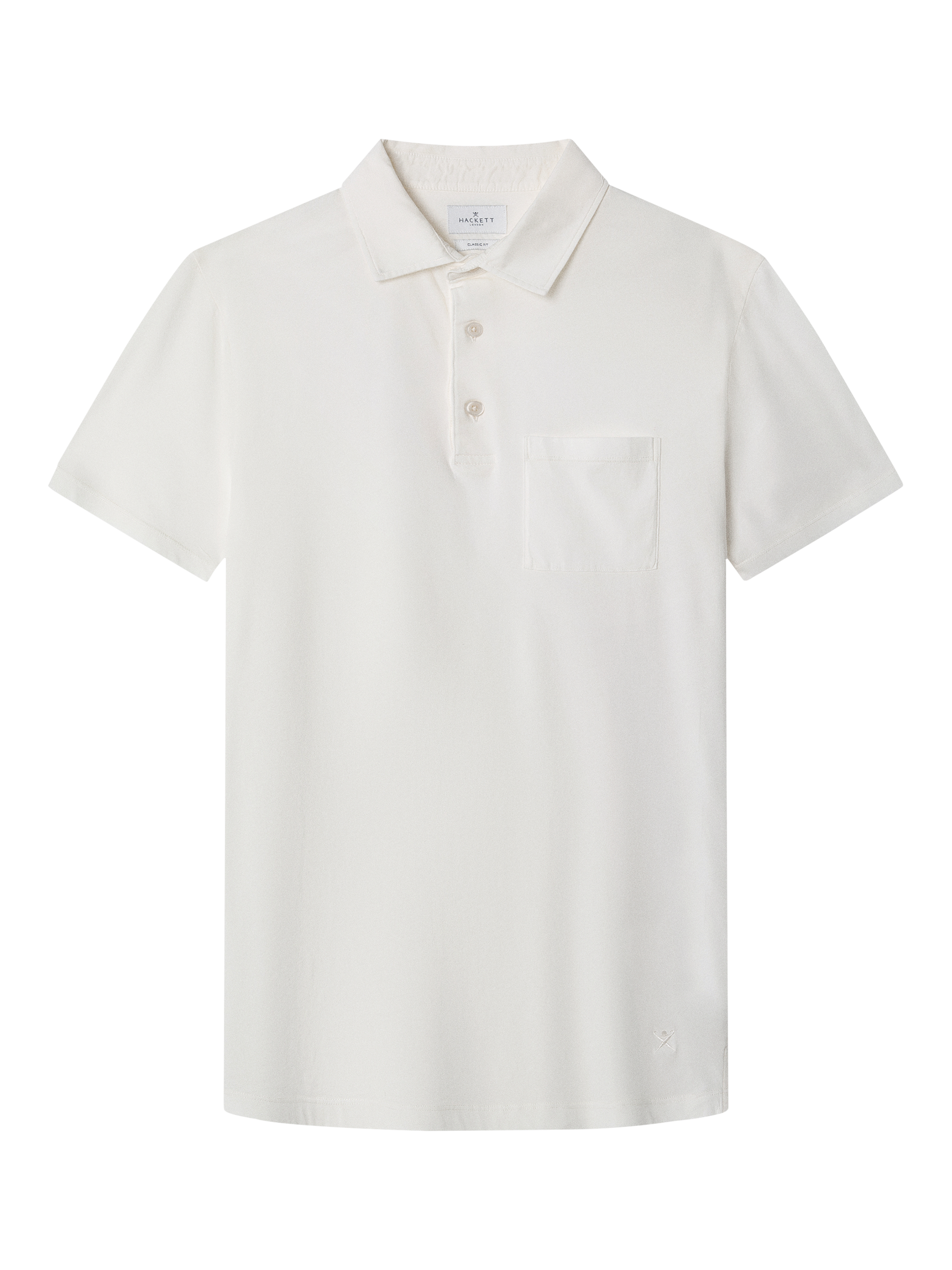 Product image 5 of 6, which shows Hackett London Cotton Classic Fit Short Sleeve Polo Shirt, Off White, XS