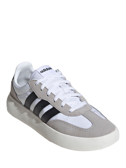 adidas Kids' Barreda Decode Suede Tennis Trainers, White/Black - view 2, White/Black