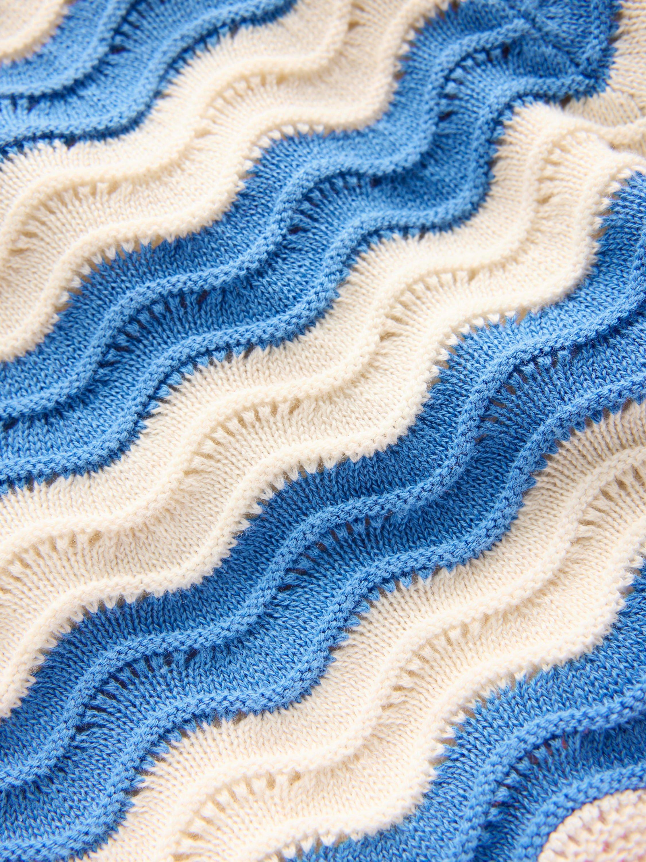 Product image 3 of 3, which shows Mini Boden Kids' Fun Cotton Knit Shorts, Blue/Ivory Stripe, 5-6 years