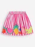 Mini Boden Kids' Cotton  Applique Skirt, Fruit Pink Stripe