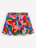Mini Boden Kids' Cotton Tiered Jersey Skort, Multi Rainbow Parrot