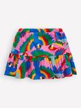 Mini Boden Kids' Cotton Tiered Jersey Skort, Multi Rainbow Parrot