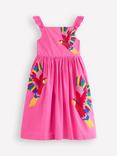 Mini Boden Kids' Annalisa Cotton Applique Midi Dress, Sorbet Pink Birds