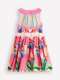 Mini Boden Kids' Harlow Cotton Back Detail Dress, Multi Parrot