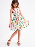 Mini Boden Kids' Harper Cotton Holiday Print Cross-Back Dress, Multi