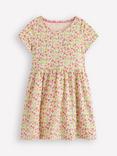 Mini Boden Kids' Cotton Floral Heart Pocket Dress, Multi Flowerbed