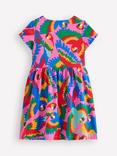 Mini Boden Kids' Cotton Animal Print Heart Pocket Midi Dress