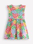 Mini Boden Kids' Posie Cotton Frill Sleeve Dress, Multi Leopard