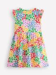 Mini Boden Kids' Posie Cotton Frill Sleeve Dress, Multi Leopard