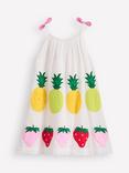 Mini Boden Kids' Cotton Strappy Applique Top, Soft Ivory Fruit