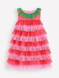 Mini Boden Kids' Strawberry Tiered Tulle Dress, Red/Pink