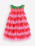 Mini Boden Kids' Strawberry Tiered Tulle Dress, Red/Pink
