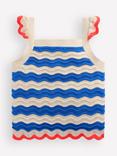 Mini Boden Kids' Leonore Fun Cotton Knit Top, Blue/Ivory