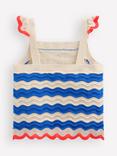 Mini Boden Kids' Leonore Fun Cotton Knit Top, Blue/Ivory