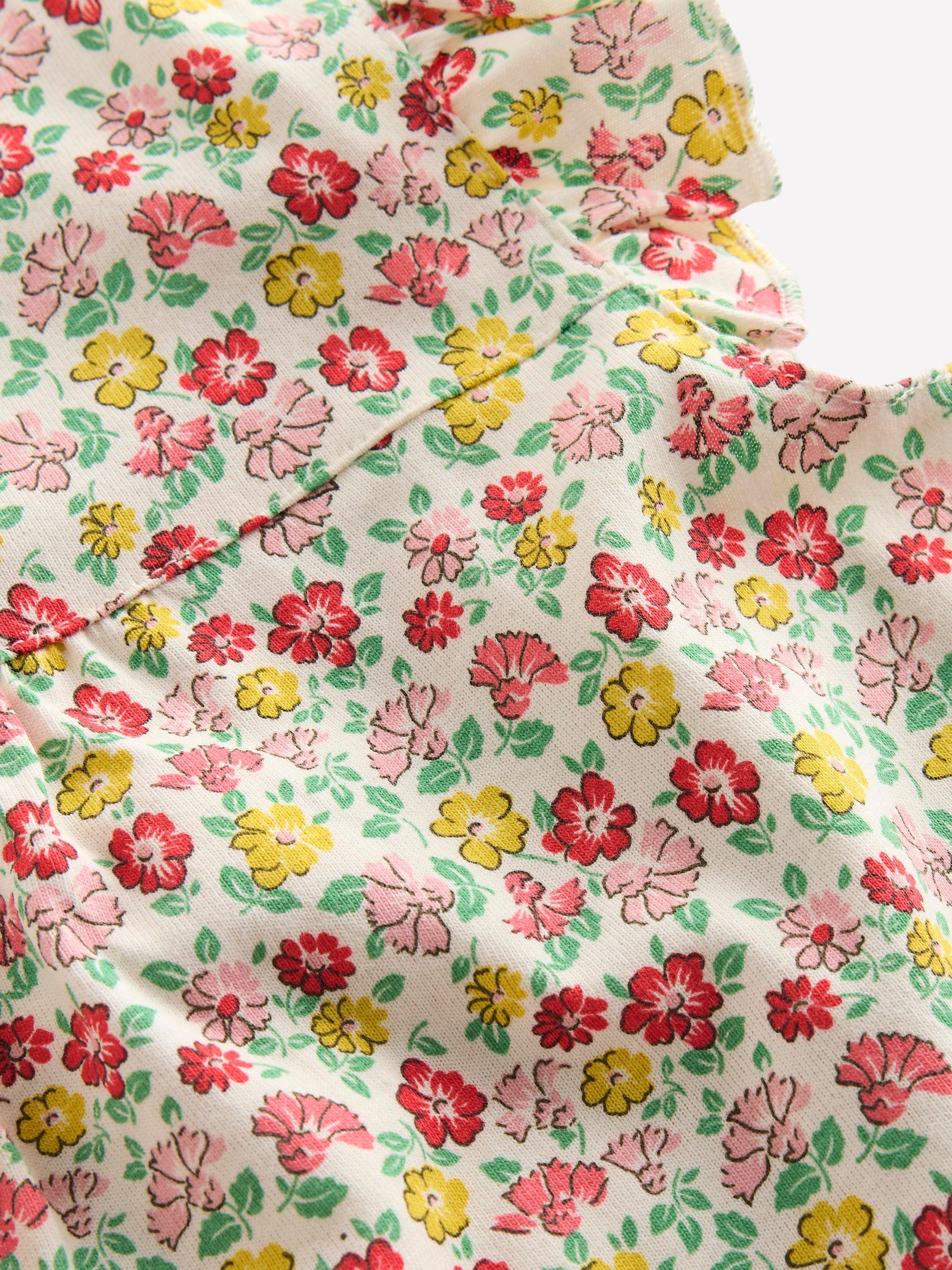 Product image 3 of 3, which shows Mini Boden Kids' Floral Short Sleeve Nightdress, Multi/Flowerbed, 2-3 years