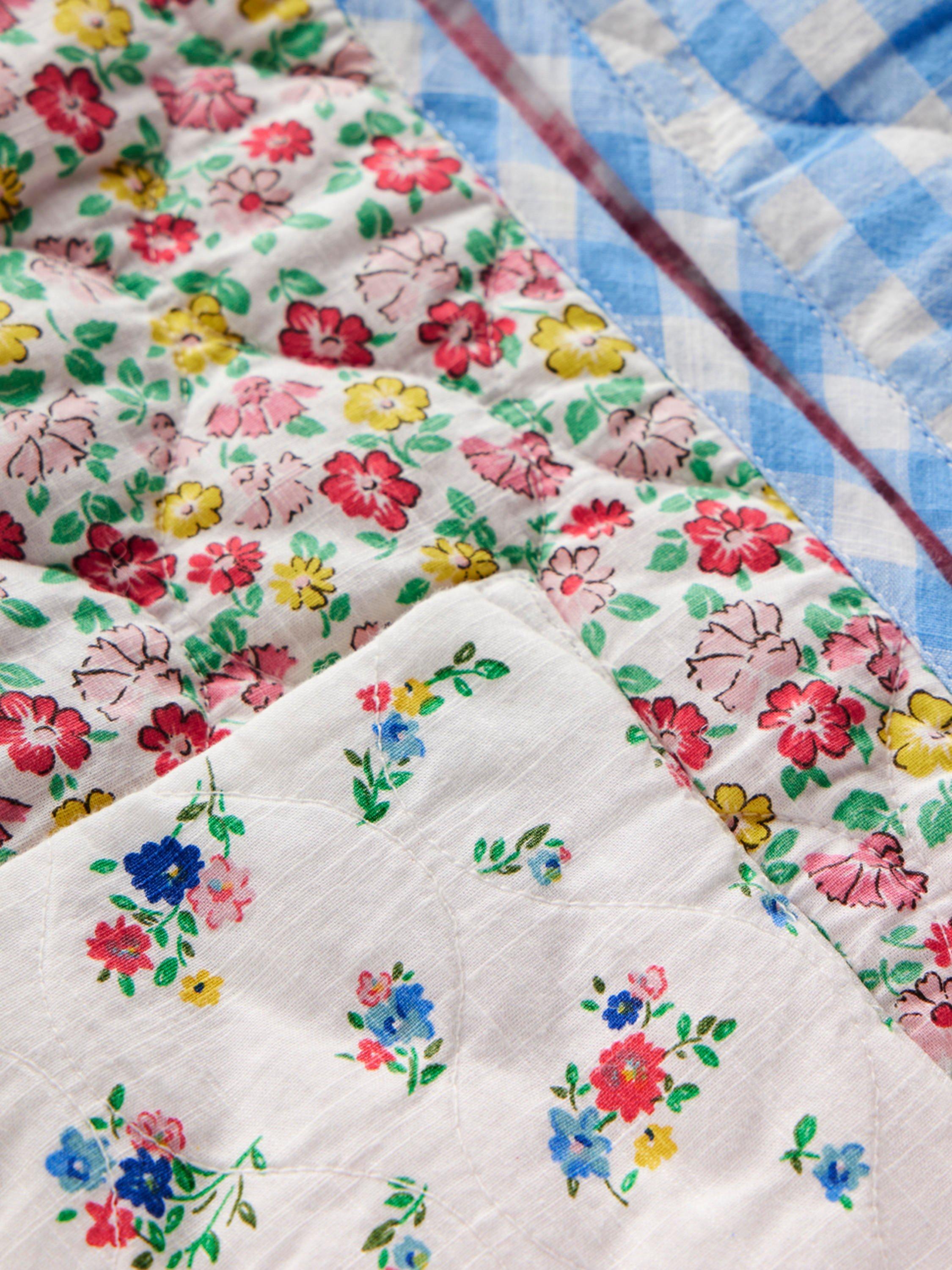 Product image 3 of 3, which shows Mini Boden Kids' Aurore Cotton Reversible Jacket, Patchwork Floral, 4-5 years