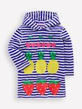 Mini Boden Kids' Mara Cotton Towelling Throw-On, Blue Fruit Stripe