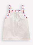Mini Boden Kids' Cotton Embroidered Sleeveless Top, Soft Ivory