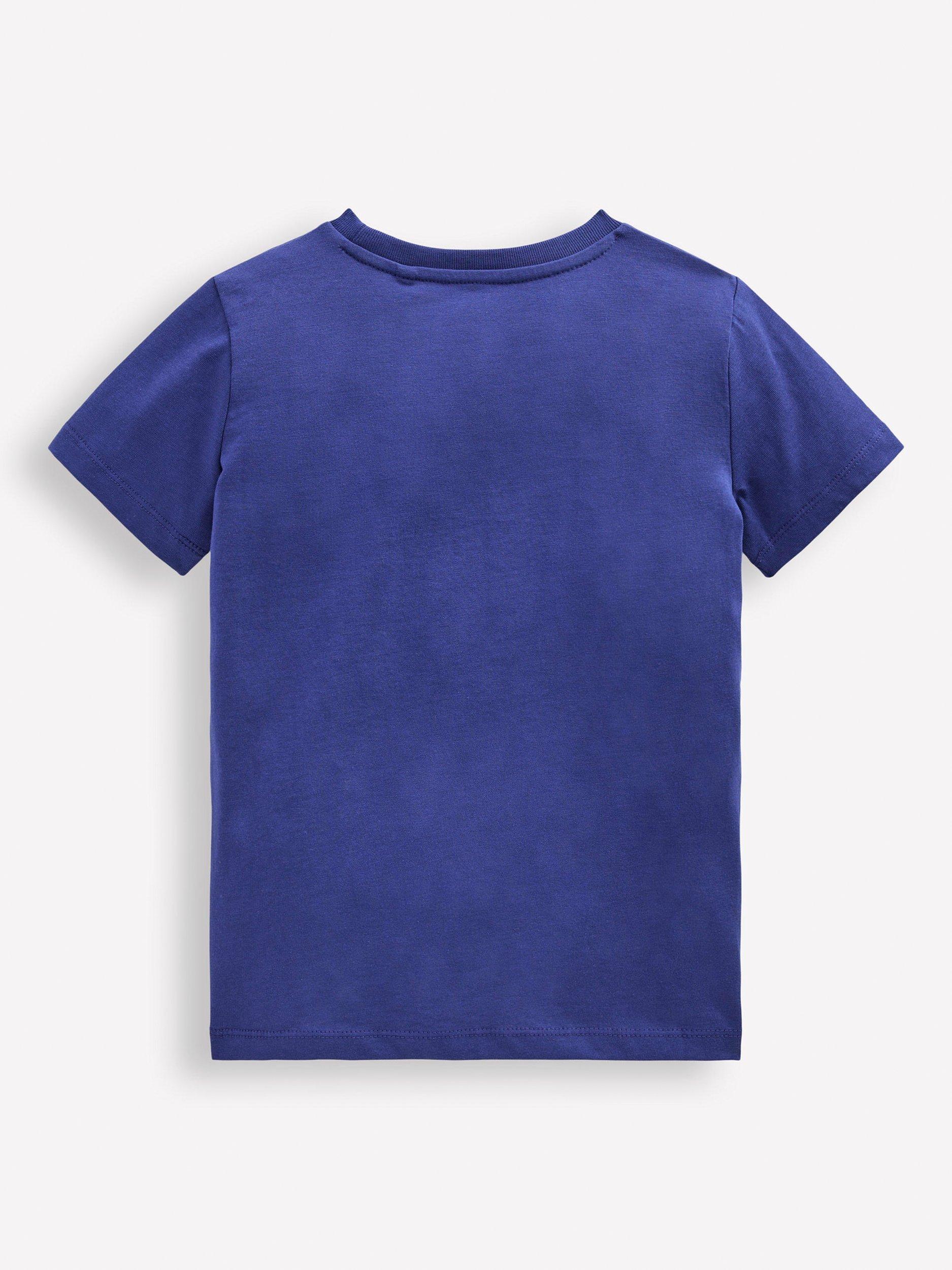 Product image 2 of 2, which shows Mini Boden Kids' Cotton Glow In The Dark T-Shirt, Blue Pirate Ship, 2-3 years