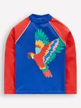 Mini Boden Kids' Sun Safe Fun Rash Vest, Multi Rainbow Parrot
