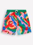 Mini Boden Kids' Swim Shorts, Multi/Rainbow Parrot